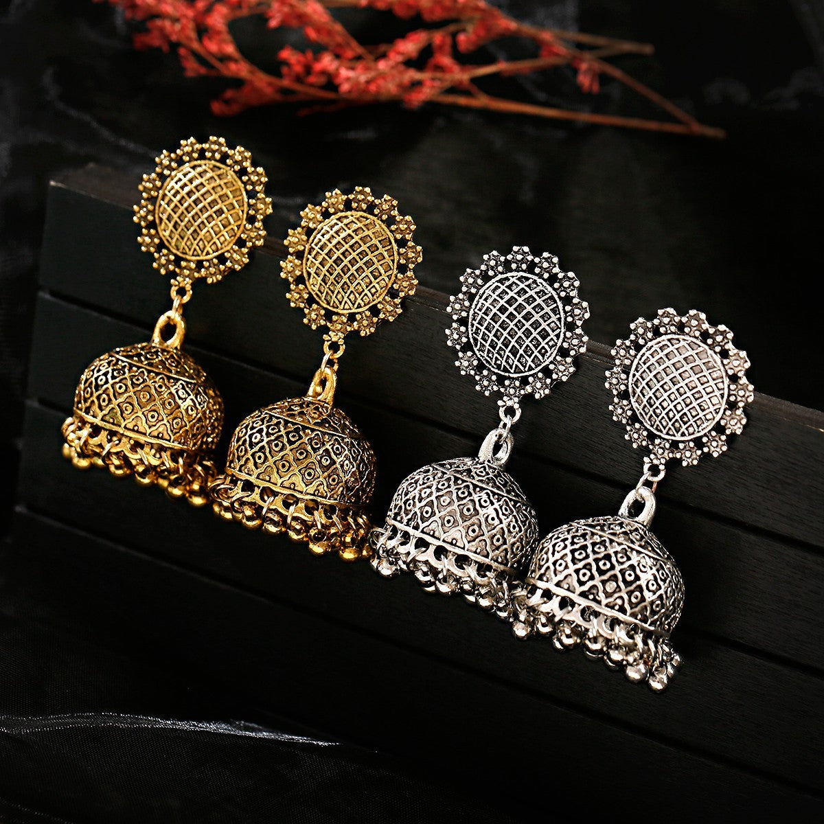 Bohemian Water Drop Ear Studs Buddha Light India Thailand Alloy Round Ring Earrings