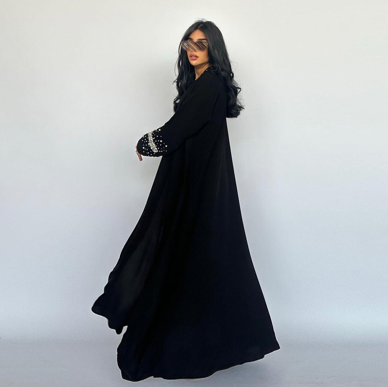 Women's Bubble Bead Cardigan Robe Dress With Headscarf
