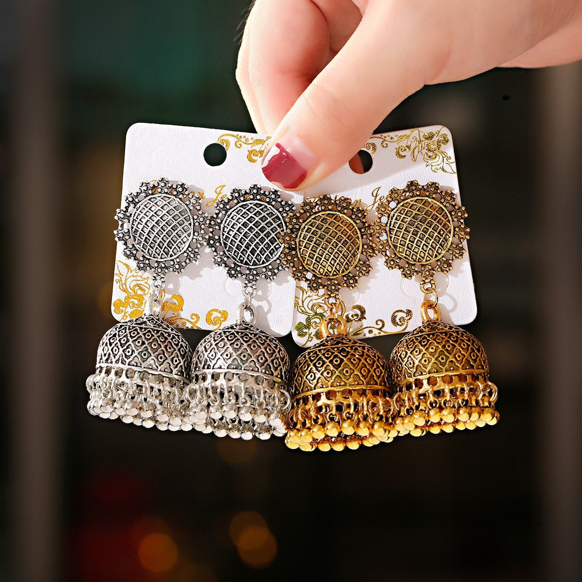 Bohemian Water Drop Ear Studs Buddha Light India Thailand Alloy Round Ring Earrings