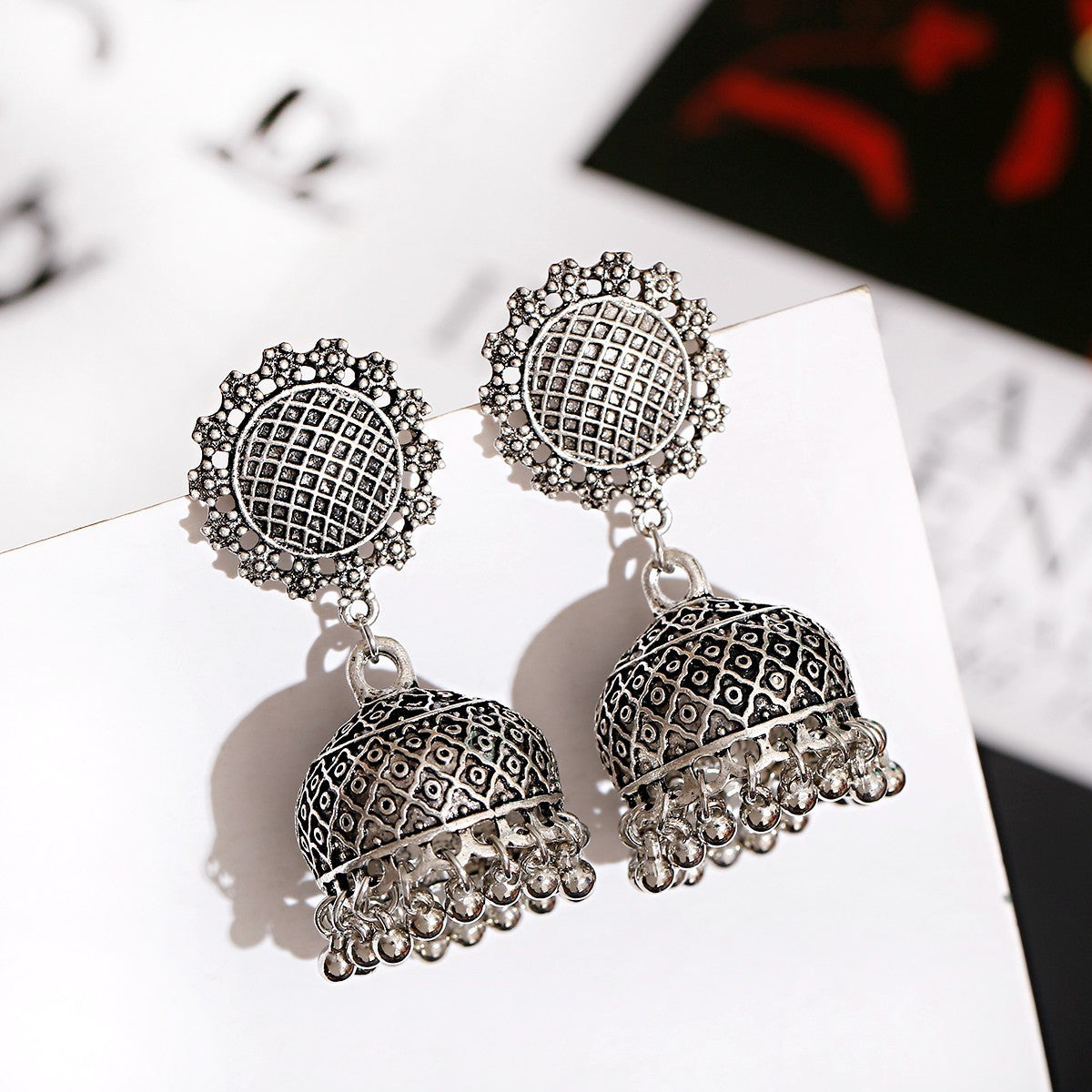Bohemian Water Drop Ear Studs Buddha Light India Thailand Alloy Round Ring Earrings