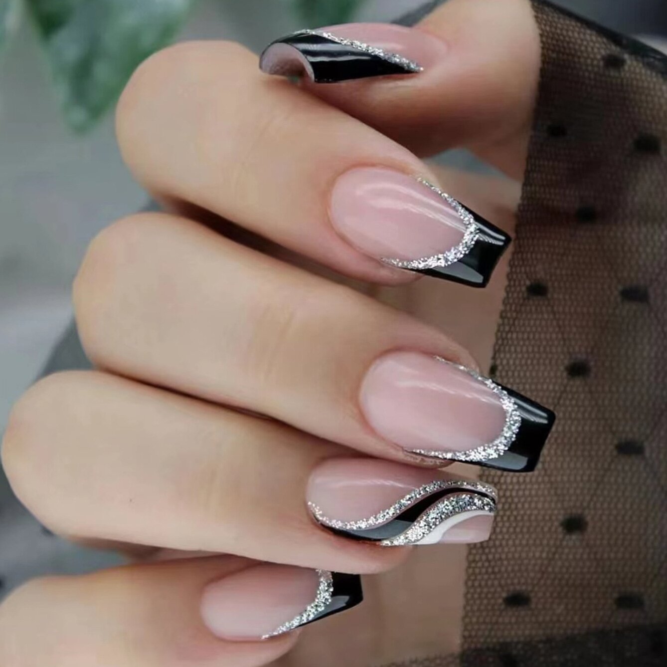 Women's Long Rhinestone Nail Stickers