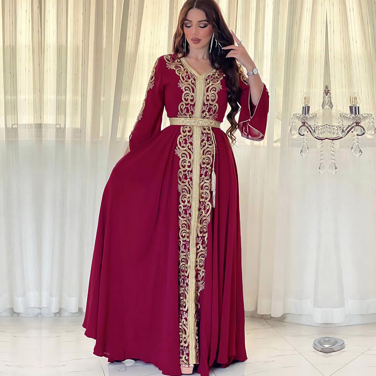Guerbang Arab Dubai Foreign Trade Embroidery Applique Dress