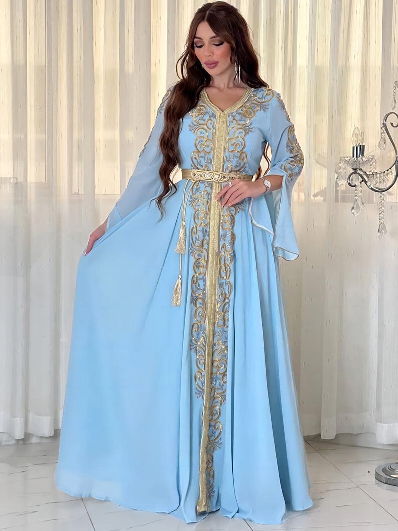 Guerbang Arab Dubai Foreign Trade Embroidery Applique Dress