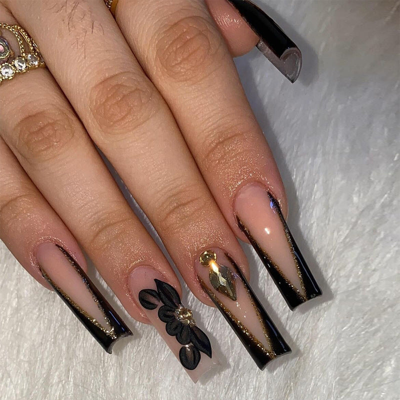 Women's Long Rhinestone Nail Stickers