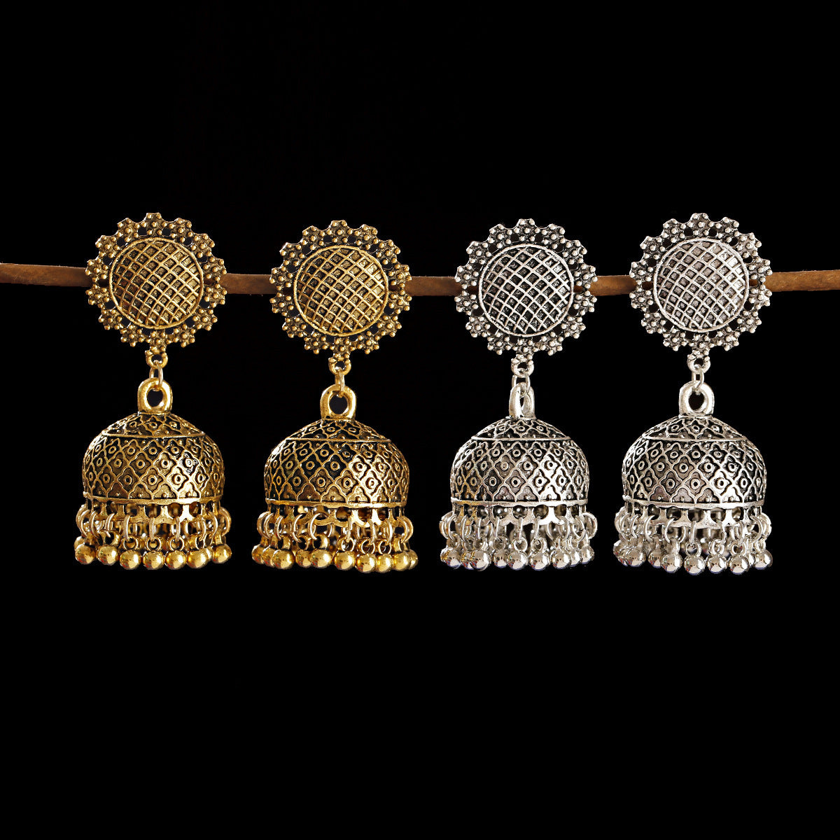 Bohemian Water Drop Ear Studs Buddha Light India Thailand Alloy Round Ring Earrings