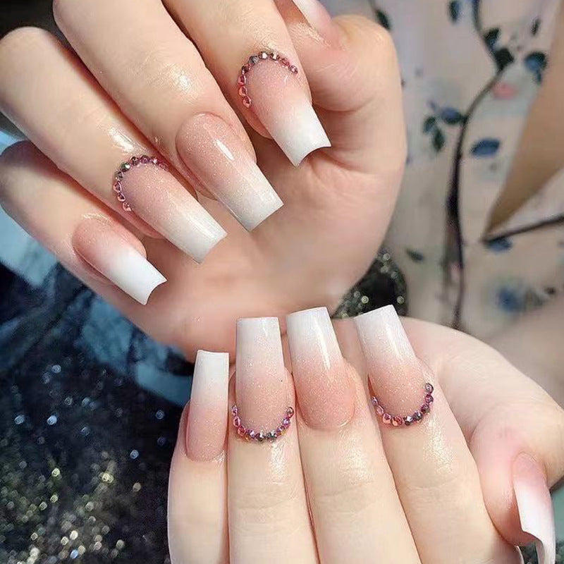 Women's Long Rhinestone Nail Stickers