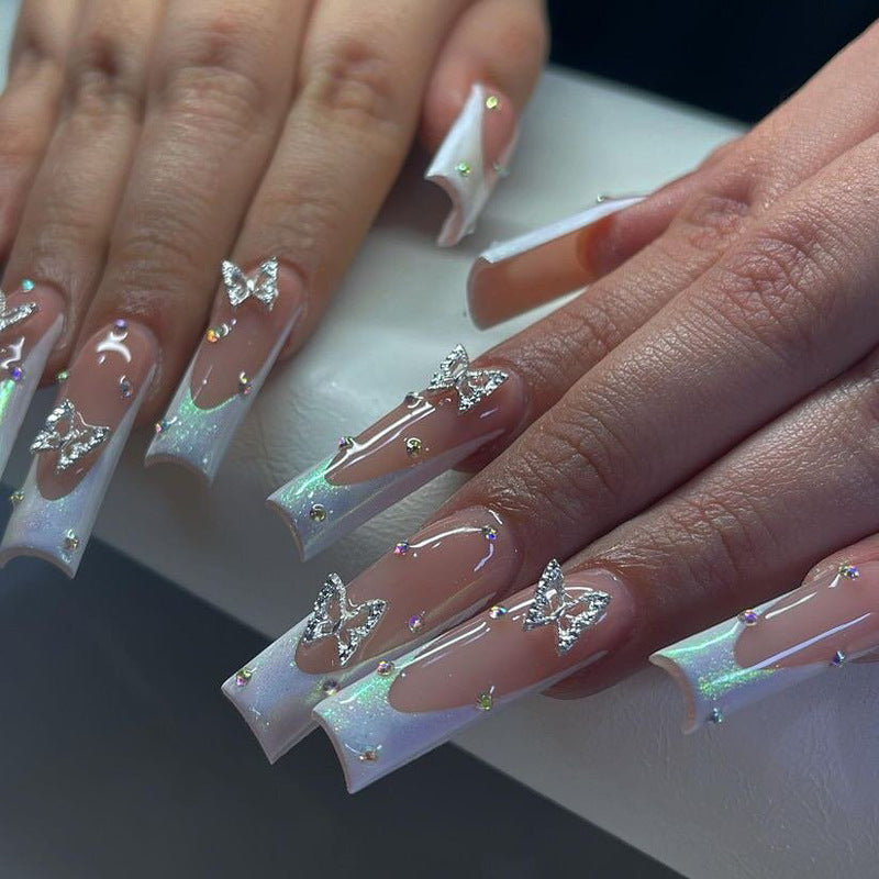 Women's Long Rhinestone Nail Stickers