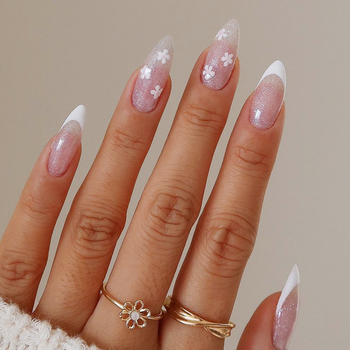 Women's Long Rhinestone Nail Stickers