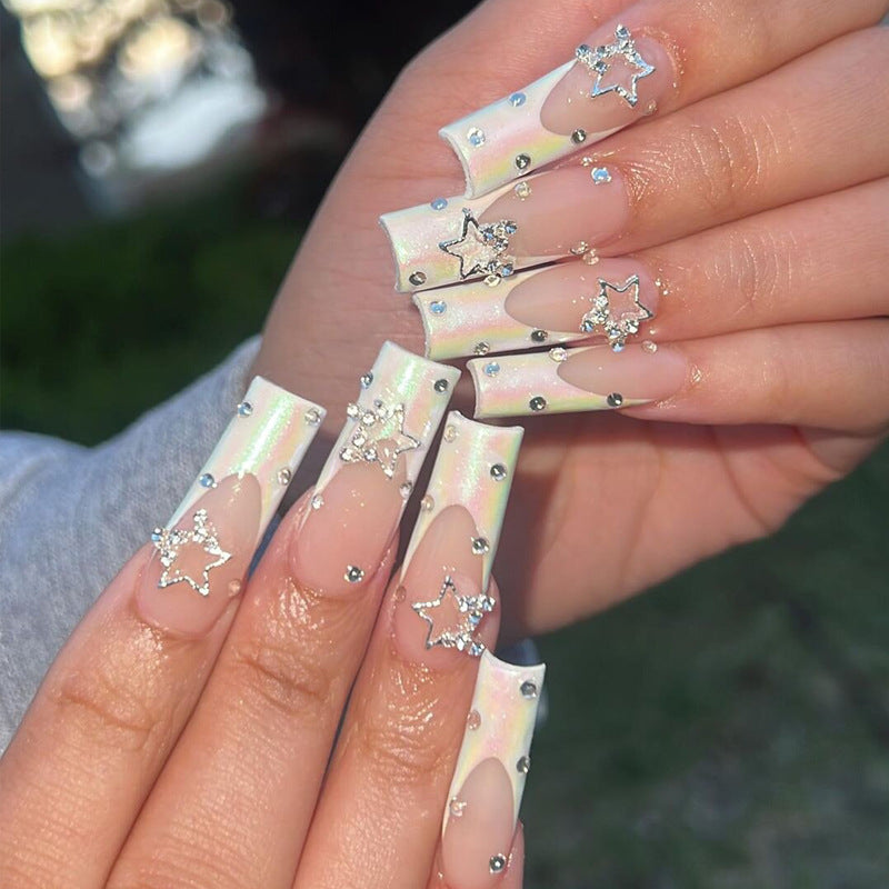 Women's Long Rhinestone Nail Stickers