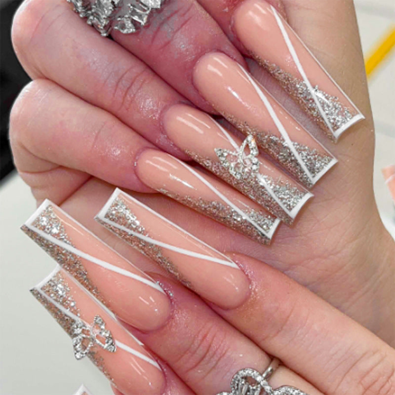 Women's Long Rhinestone Nail Stickers