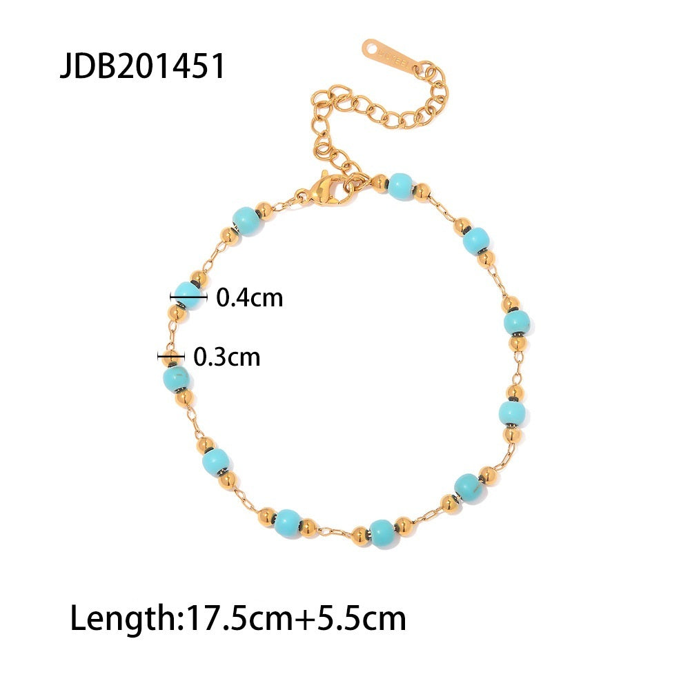 Stainless Steel Non Fading Beaded Double Layer Vintage Necklace Jewelry For Women