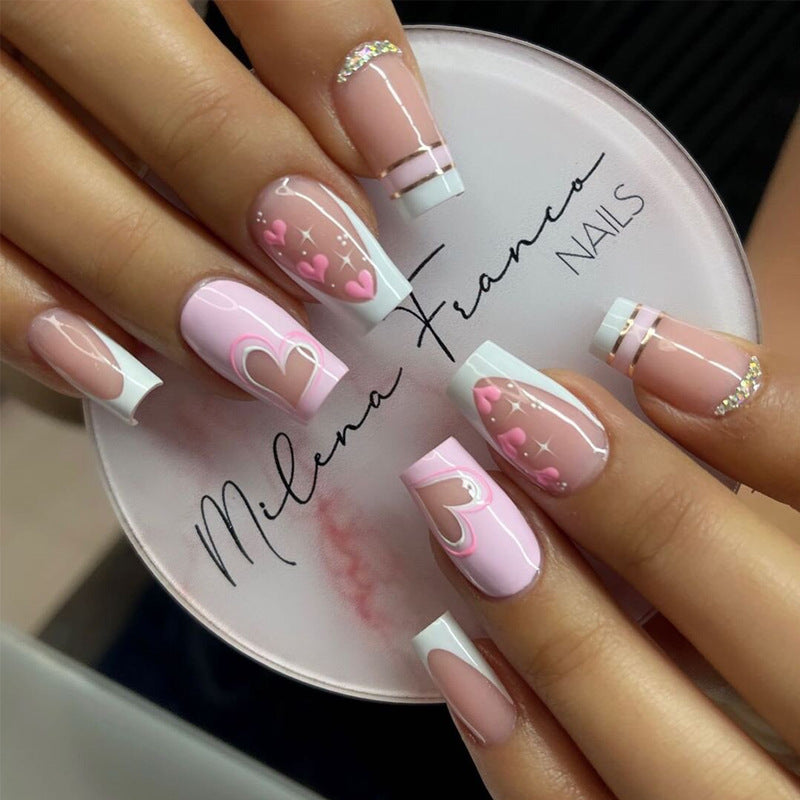 Women's Long Rhinestone Nail Stickers