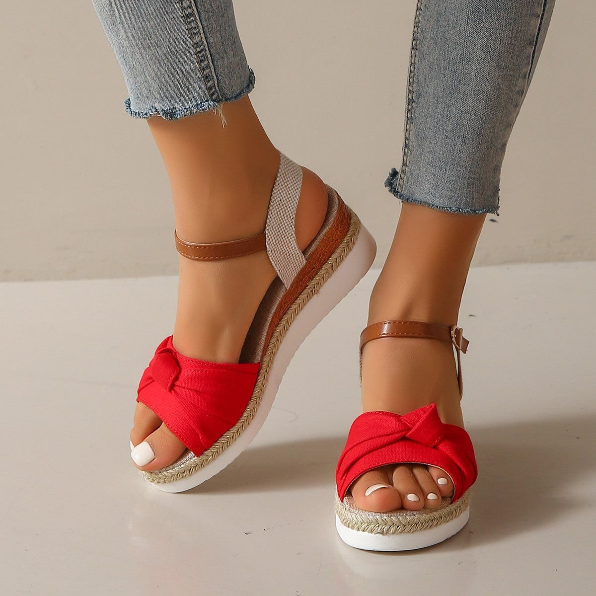 Bowknot Fashion Sandals Fish Mouth Buckle Rope Bottom