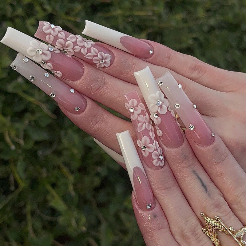 Women's Long Rhinestone Nail Stickers