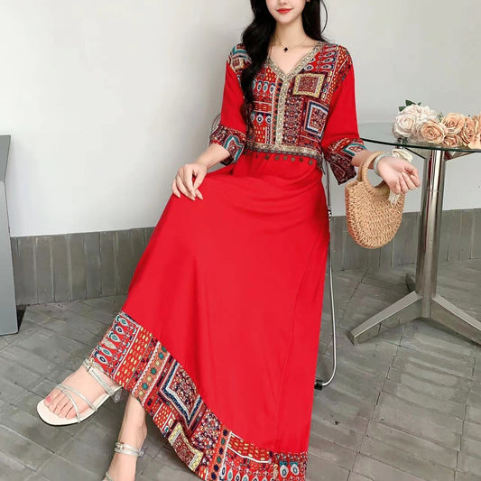 Ethnic Style Dress New Printed Loose