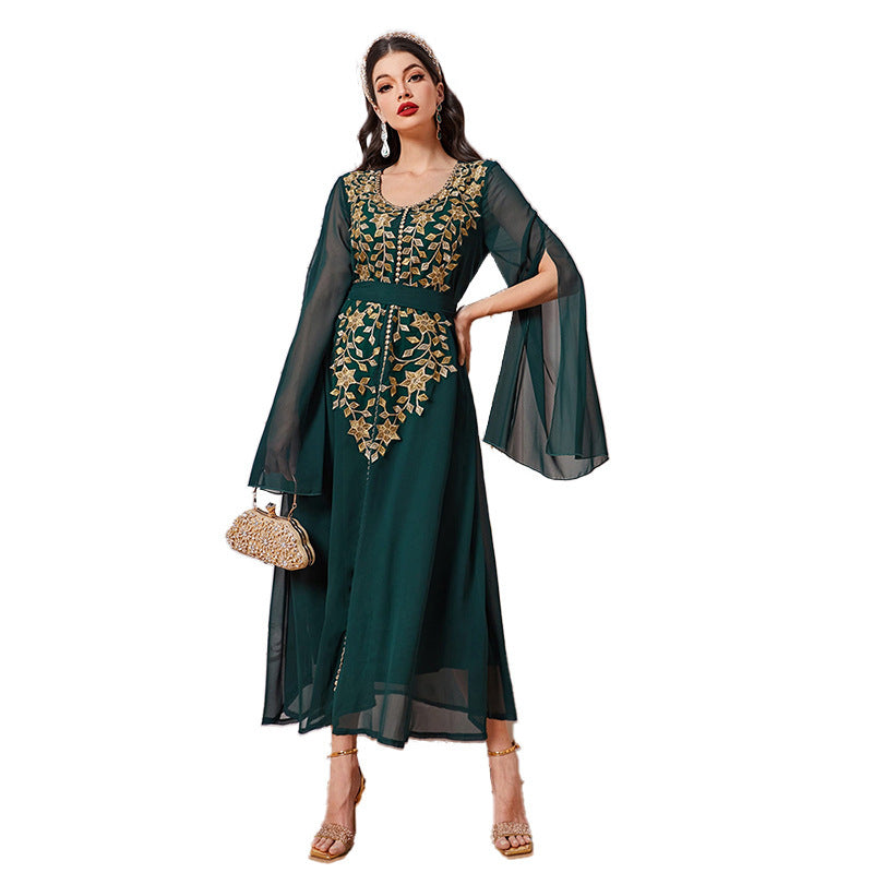 Women's Fashion Elegant Embroidery Applique Dress