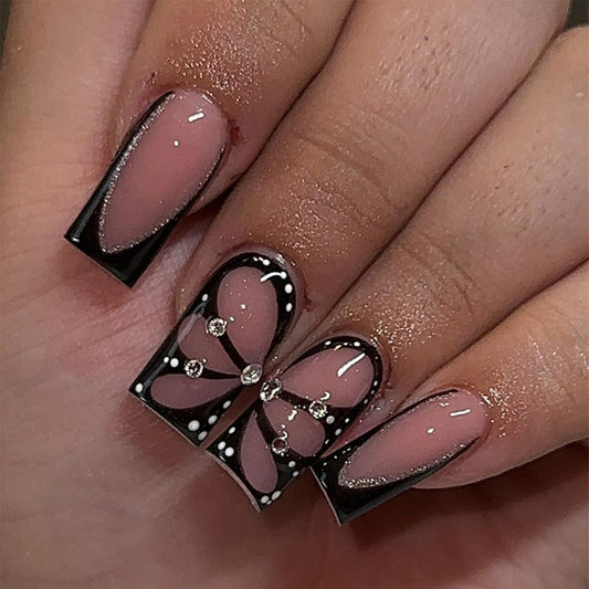 Women's Long Rhinestone Nail Stickers