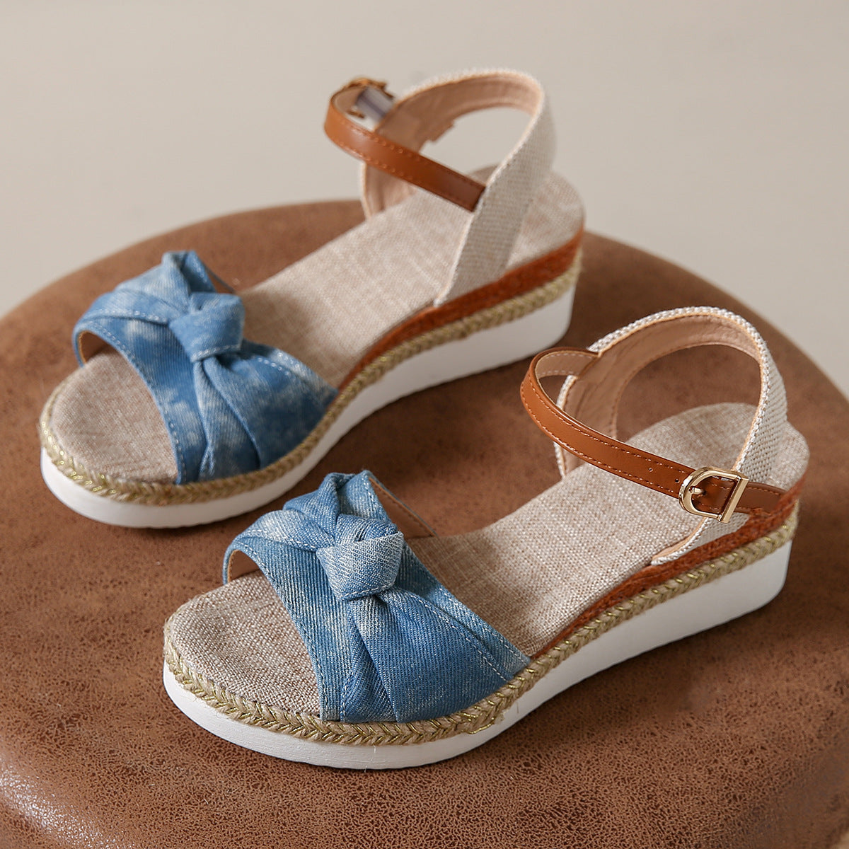 Bowknot Fashion Sandals Fish Mouth Buckle Rope Bottom