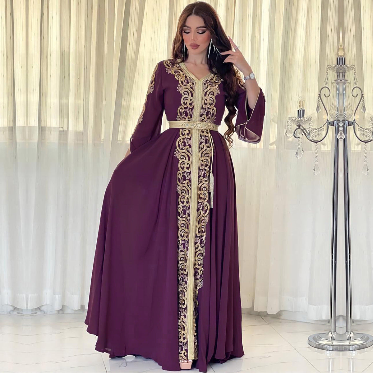 Guerbang Arab Dubai Foreign Trade Embroidery Applique Dress