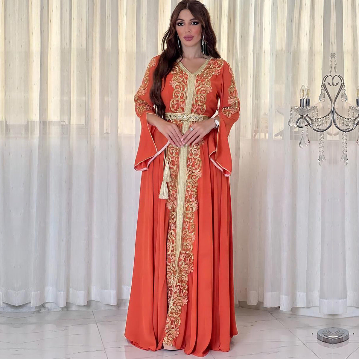 Guerbang Arab Dubai Foreign Trade Embroidery Applique Dress
