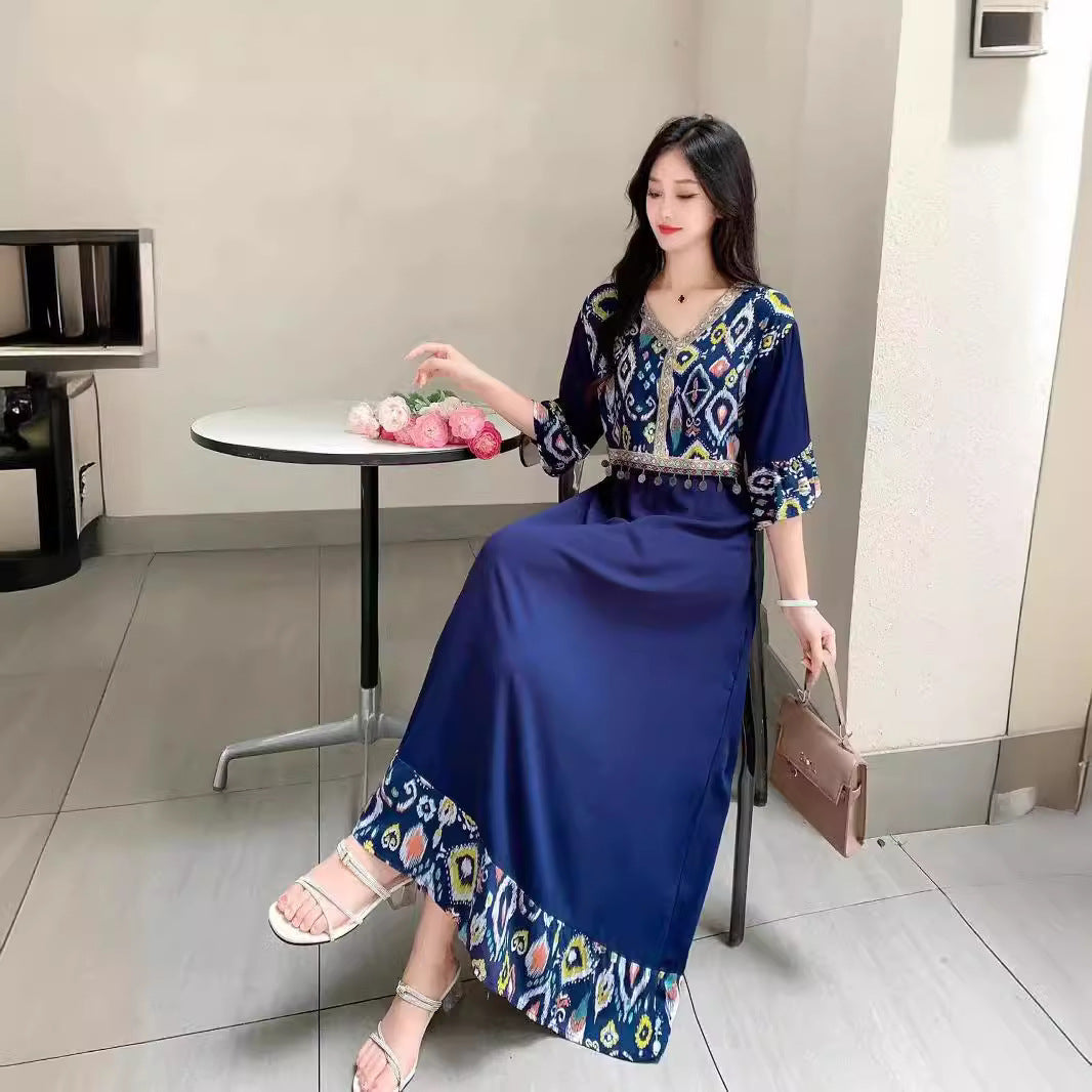 Ethnic Style Dress New Printed Loose