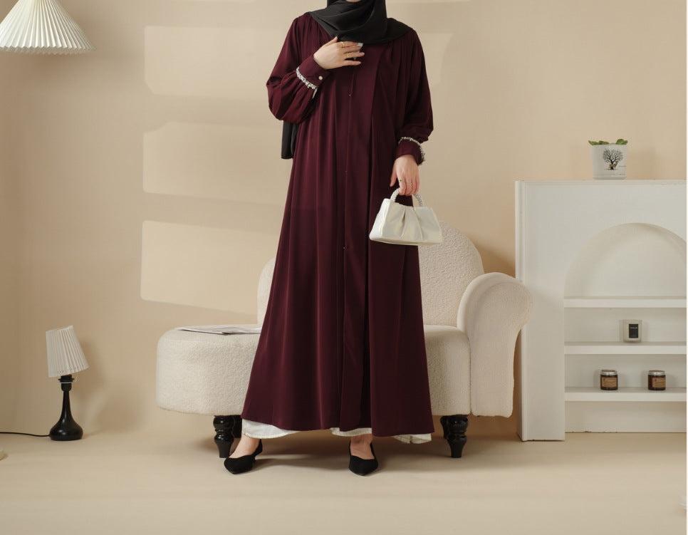 Middle East Satin Coat Skirt Cuff Diamond Robe