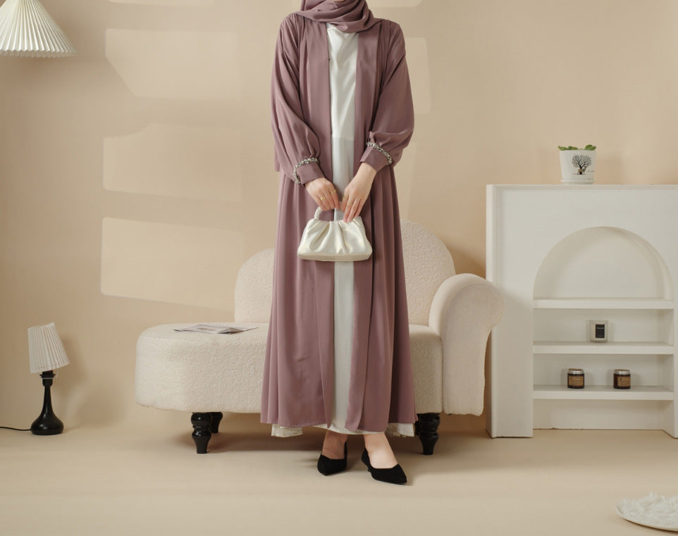 Middle East Satin Coat Skirt Cuff Diamond Robe