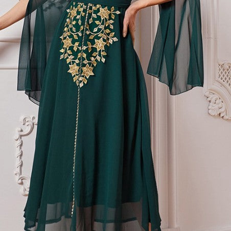 Women's Fashion Elegant Embroidery Applique Dress