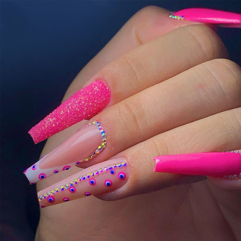 Women's Long Rhinestone Nail Stickers