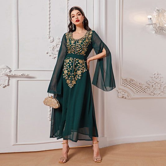 Women's Fashion Elegant Embroidery Applique Dress