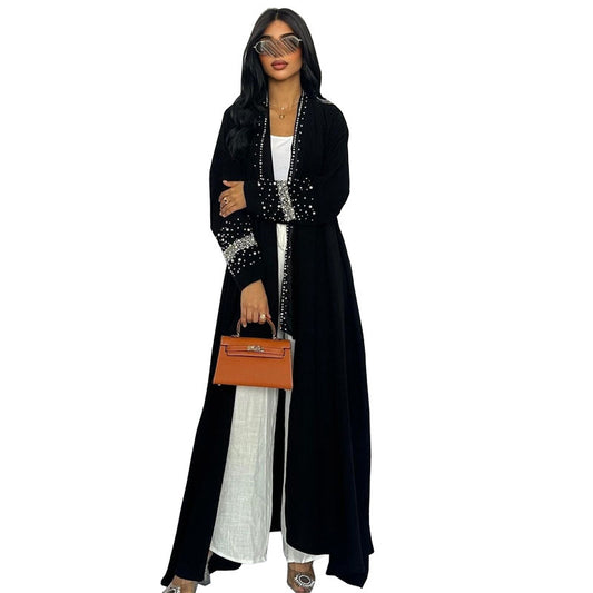 Women's Bubble Bead Cardigan Robe Dress With Headscarf