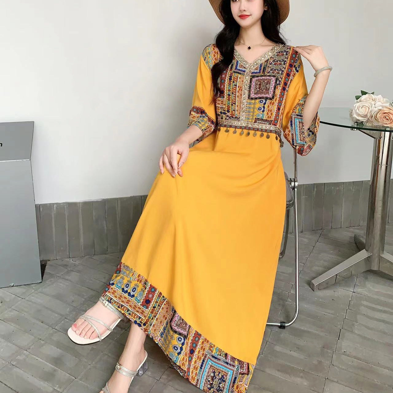 Ethnic Style Dress New Printed Loose