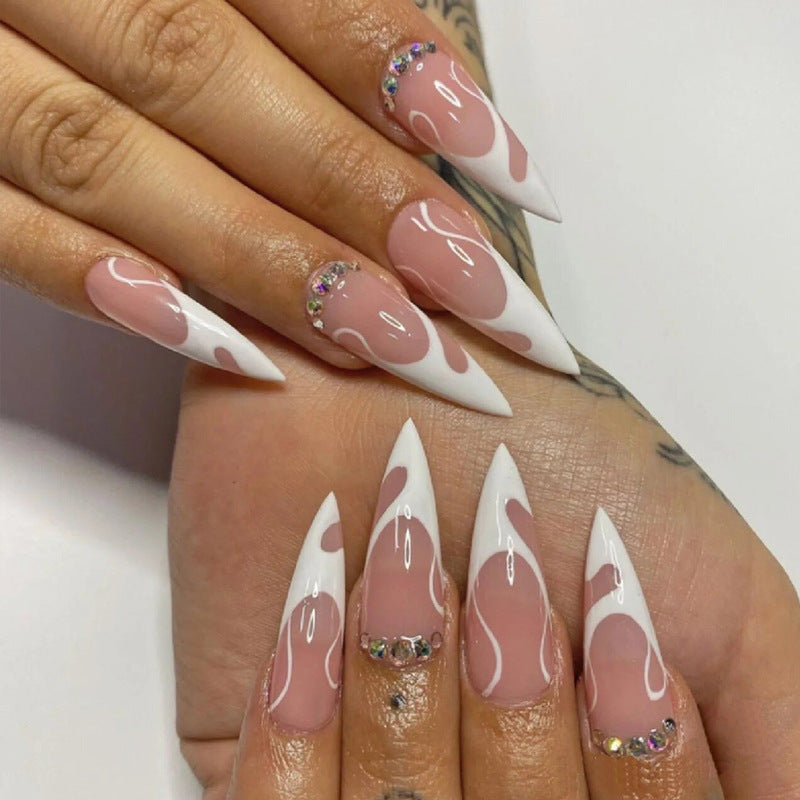 Women's Long Rhinestone Nail Stickers